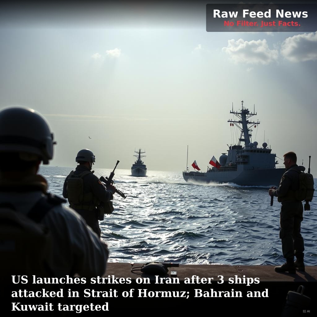 US launches strikes on Iran after 3 ships attacked in Strait of Hormuz; Bahrain and Kuwait targeted