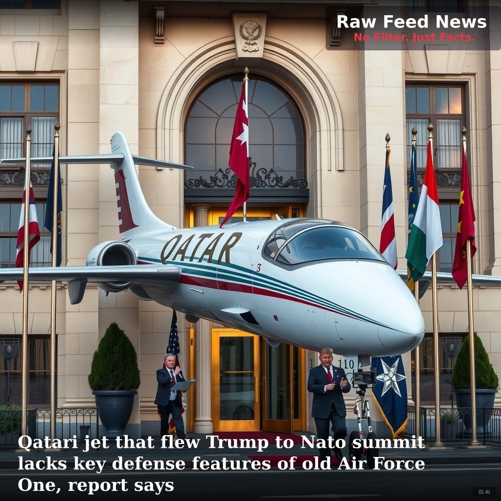 Qatari jet that flew Trump to Nato summit lacks key defense features of old Air Force One, report says