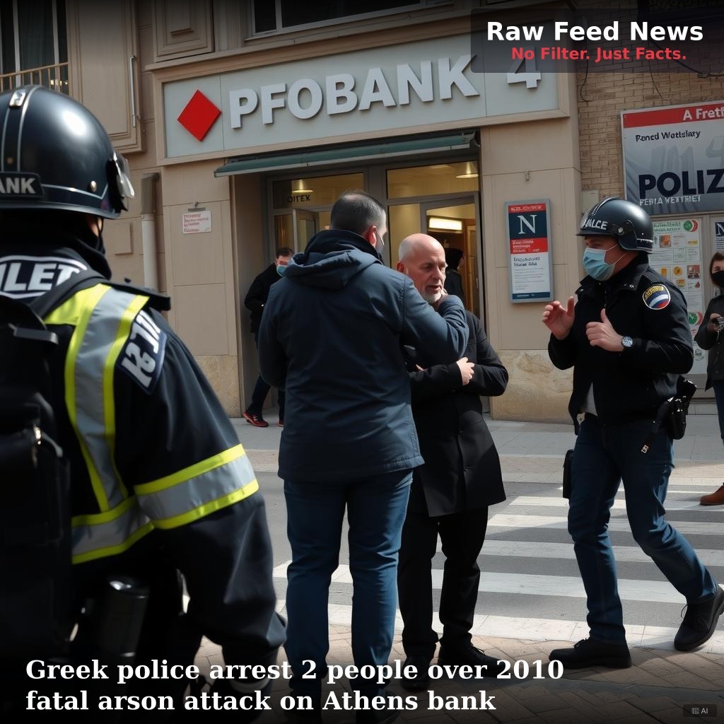 Greek police arrest 2 people over 2010 fatal arson attack on Athens bank