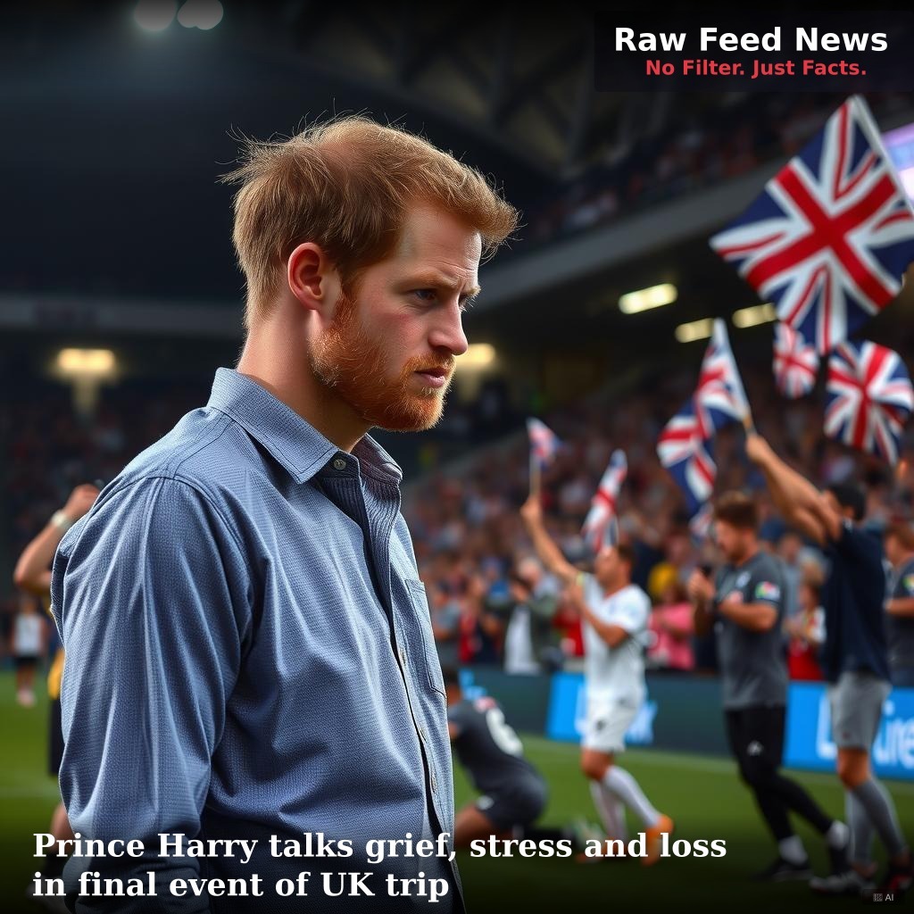 Prince Harry talks grief, stress and loss in final event of UK trip
