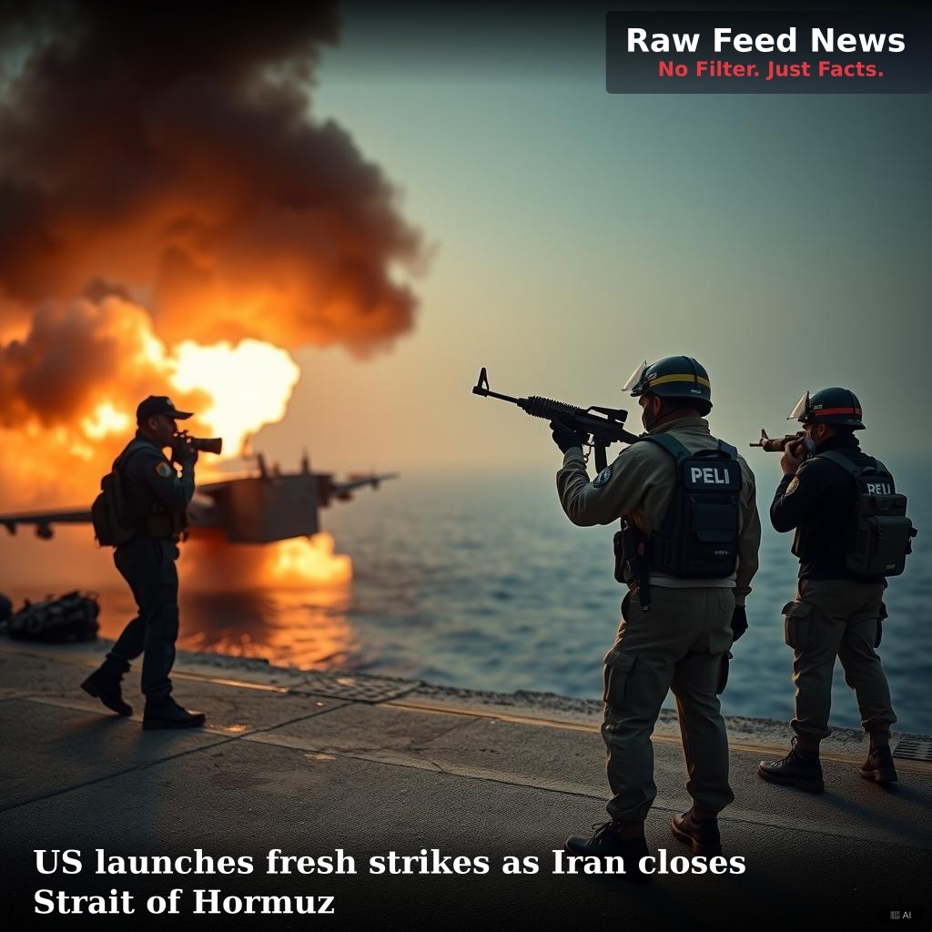 US launches fresh strikes as Iran closes Strait of Hormuz