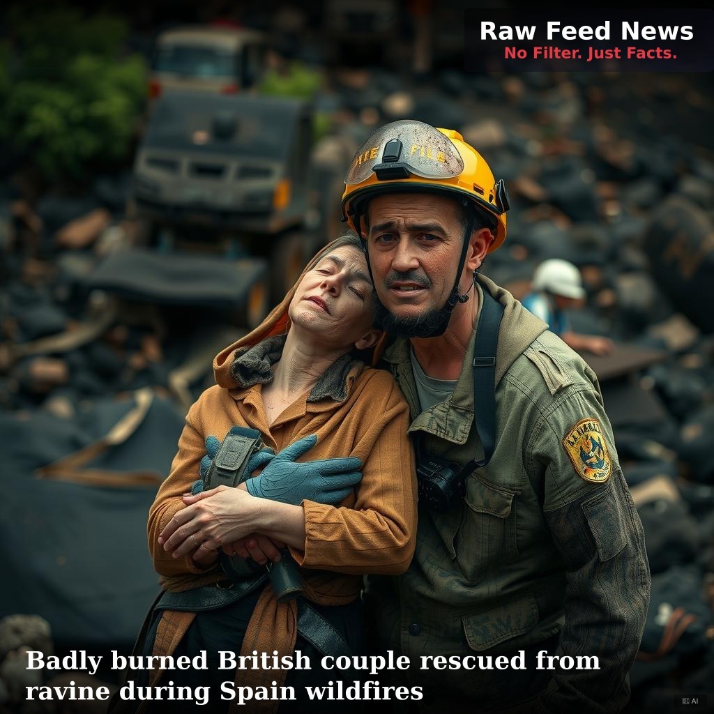 Badly burned British couple rescued from ravine during Spain wildfires