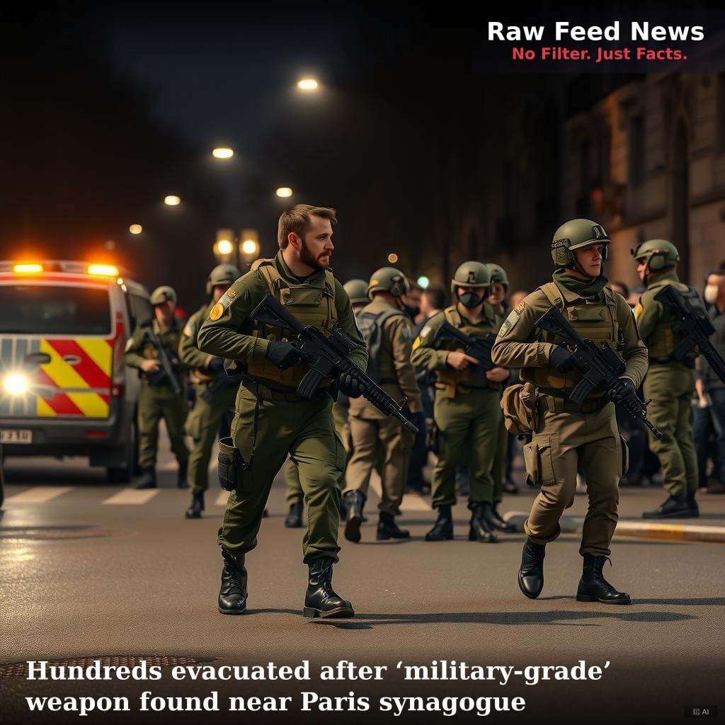 Hundreds evacuated after ‘military-grade’ weapon found near Paris synagogue