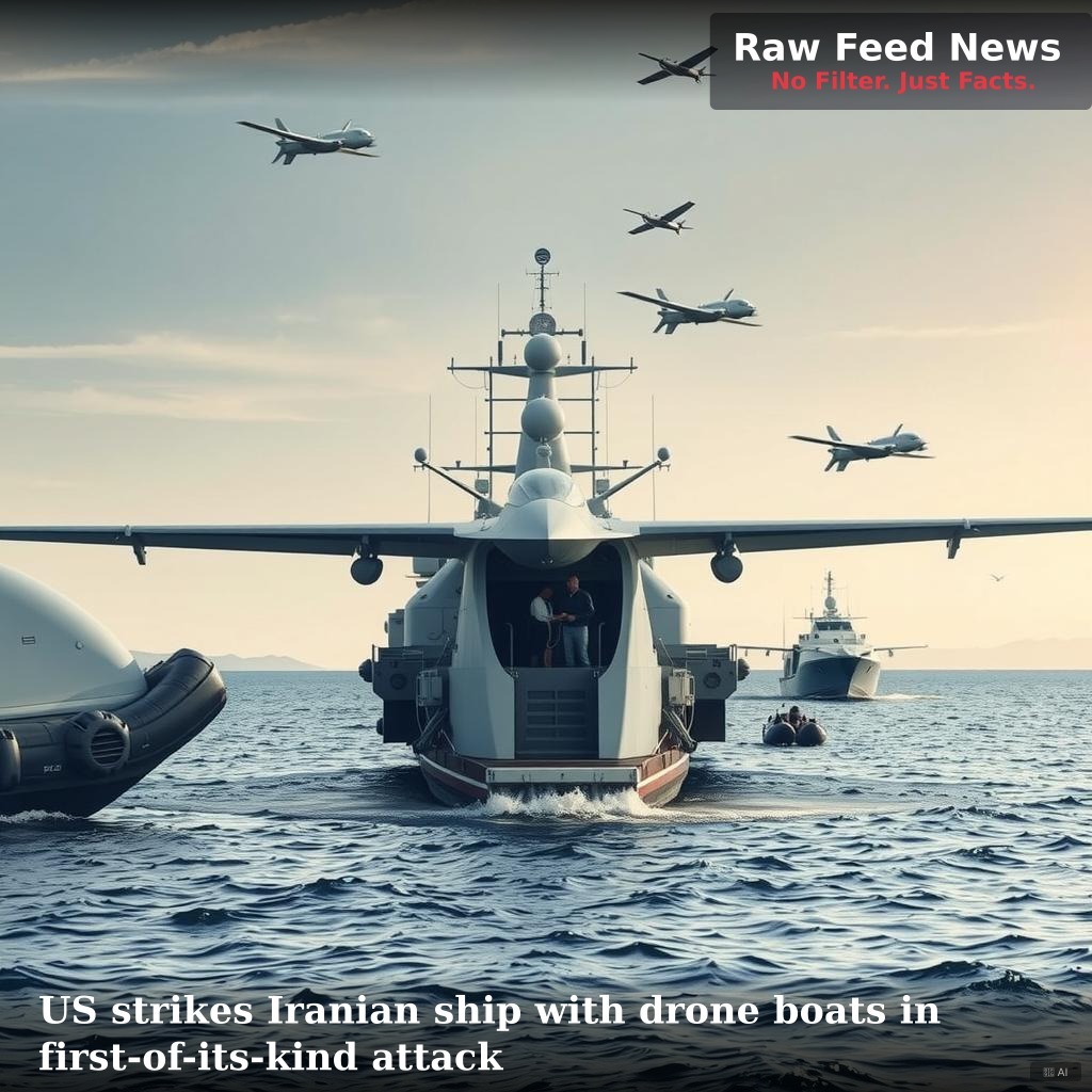 US strikes Iranian ship with drone boats in first-of-its-kind attack