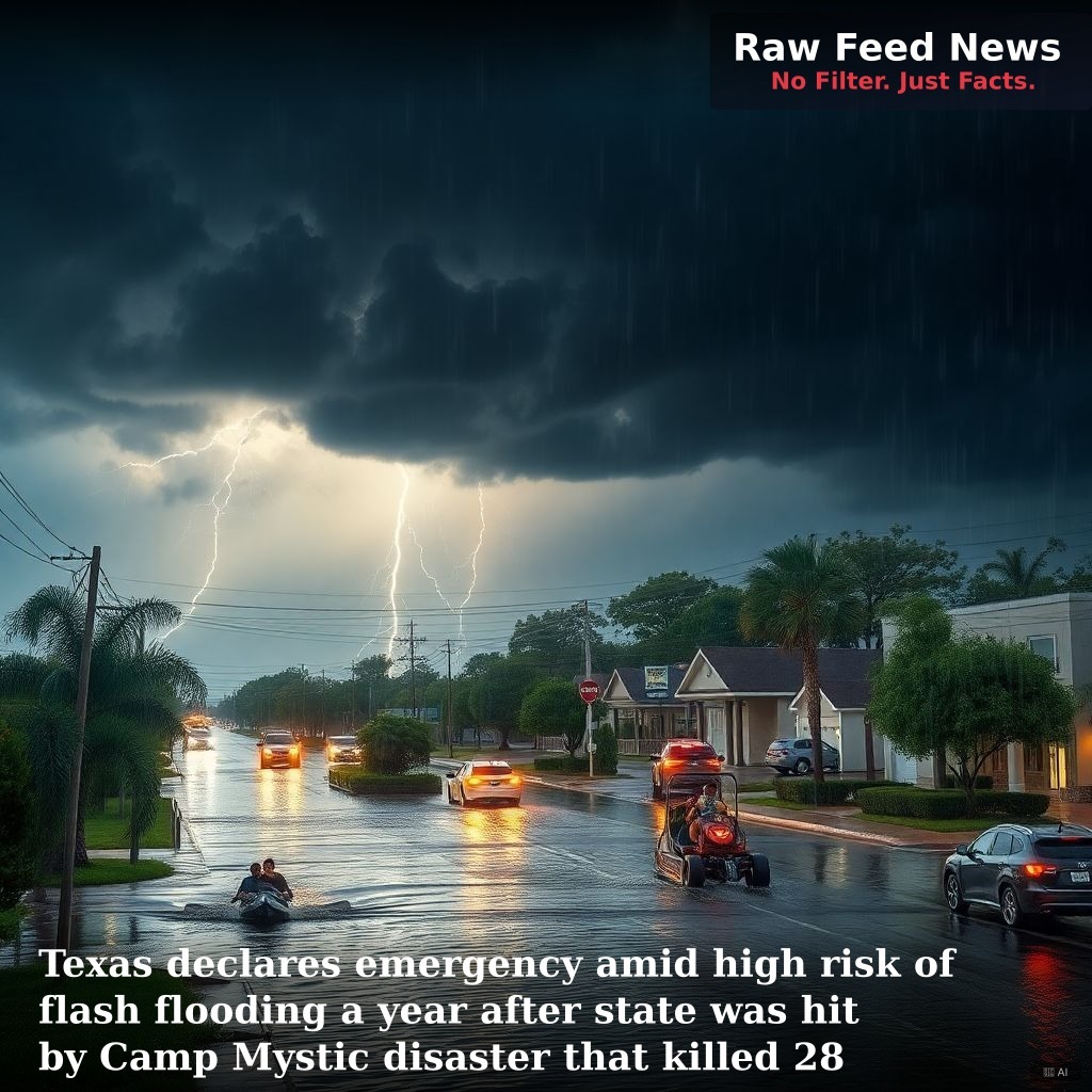 Texas declares emergency amid high risk of flash flooding a year after state was hit by Camp Mystic disaster that killed 28