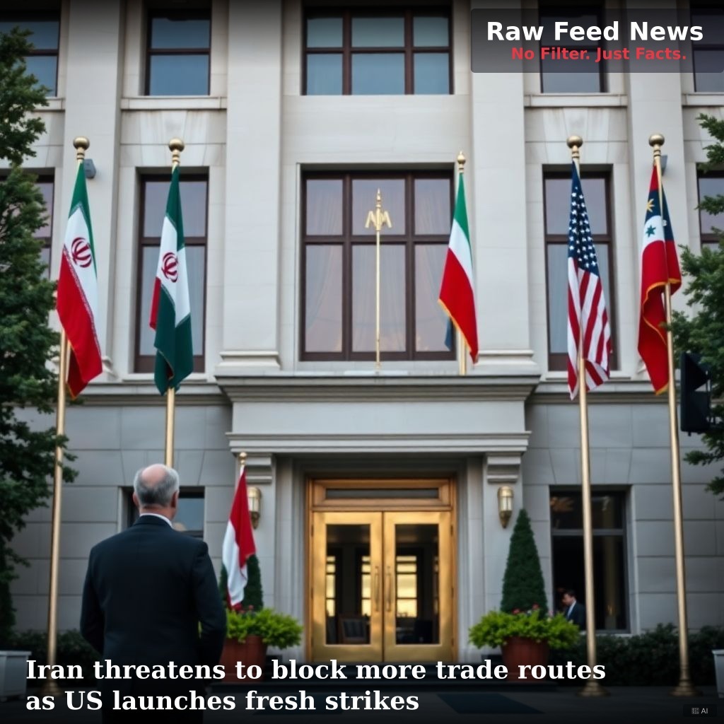 Iran threatens to block more trade routes as US launches fresh strikes