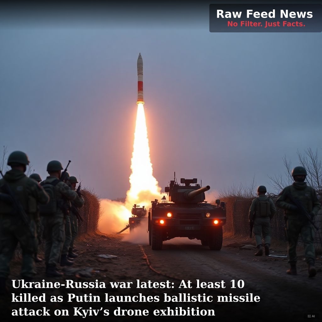 Ukraine-Russia war latest: At least 10 killed as Putin launches ballistic missile attack on Kyiv’s drone exhibition