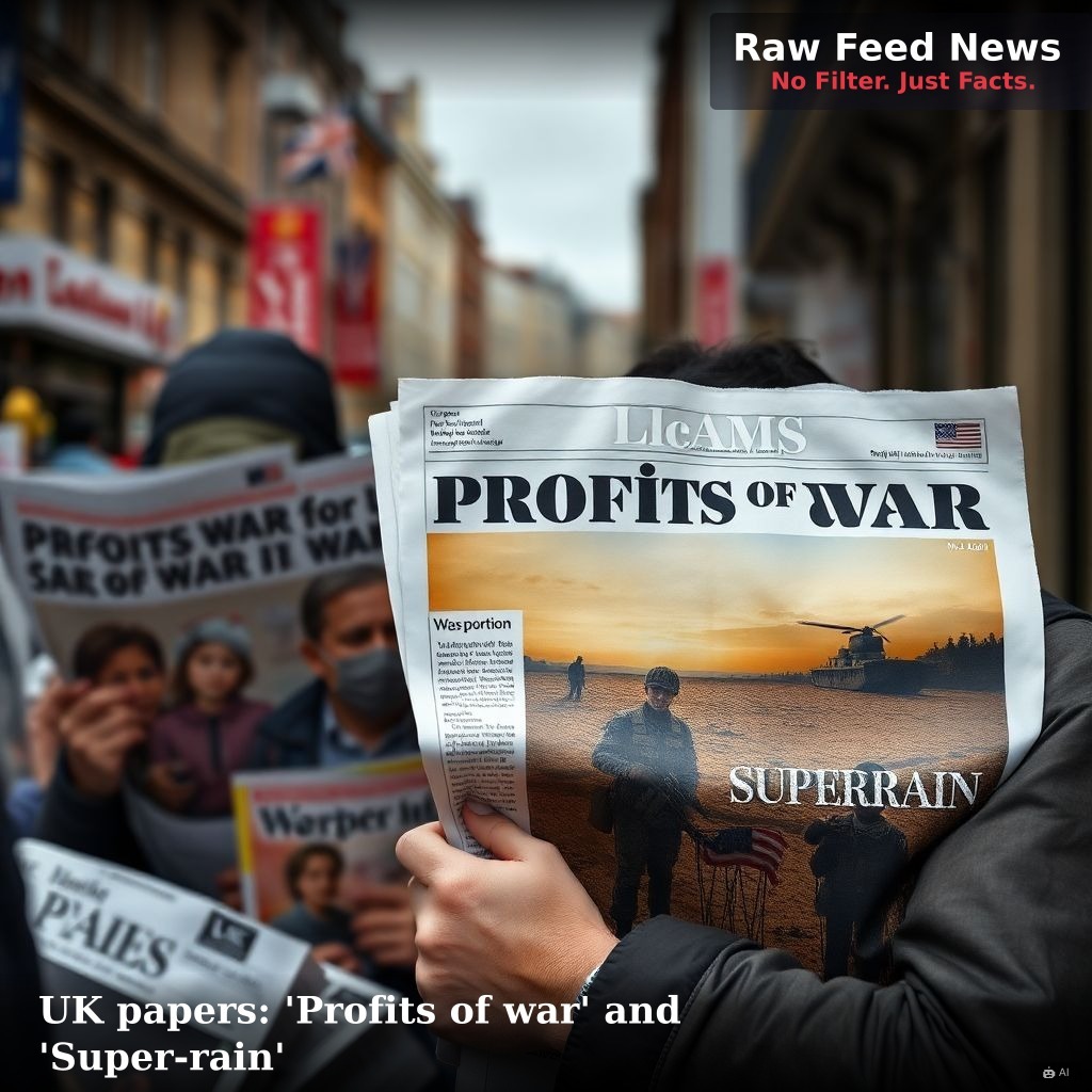 UK papers: 'Profits of war' and 'Super-rain'