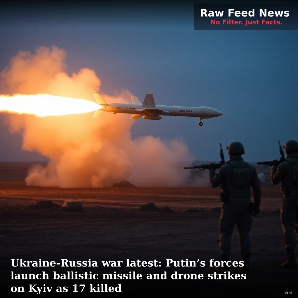 Ukraine-Russia war latest: Putin’s forces launch ballistic missile and drone strikes on Kyiv as 17 killed