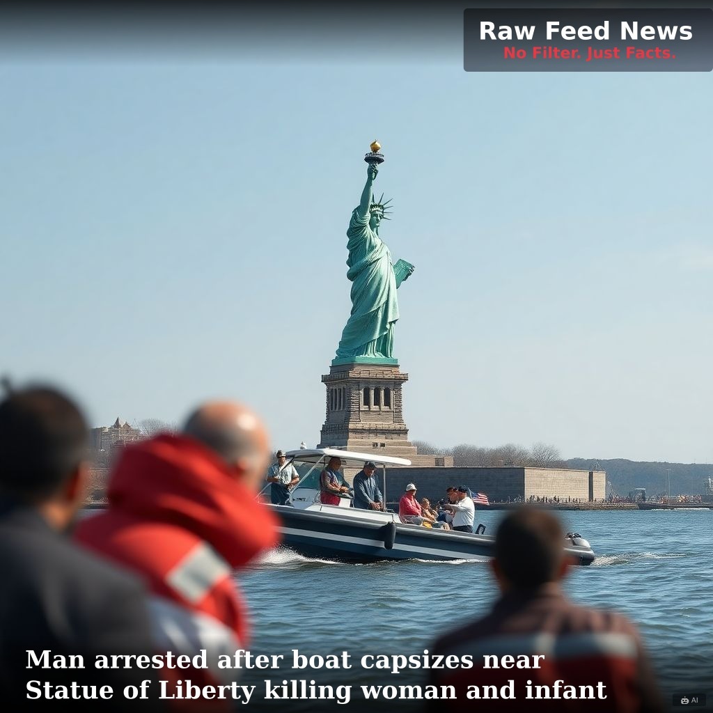 Man arrested after boat capsizes near Statue of Liberty killing woman and infant