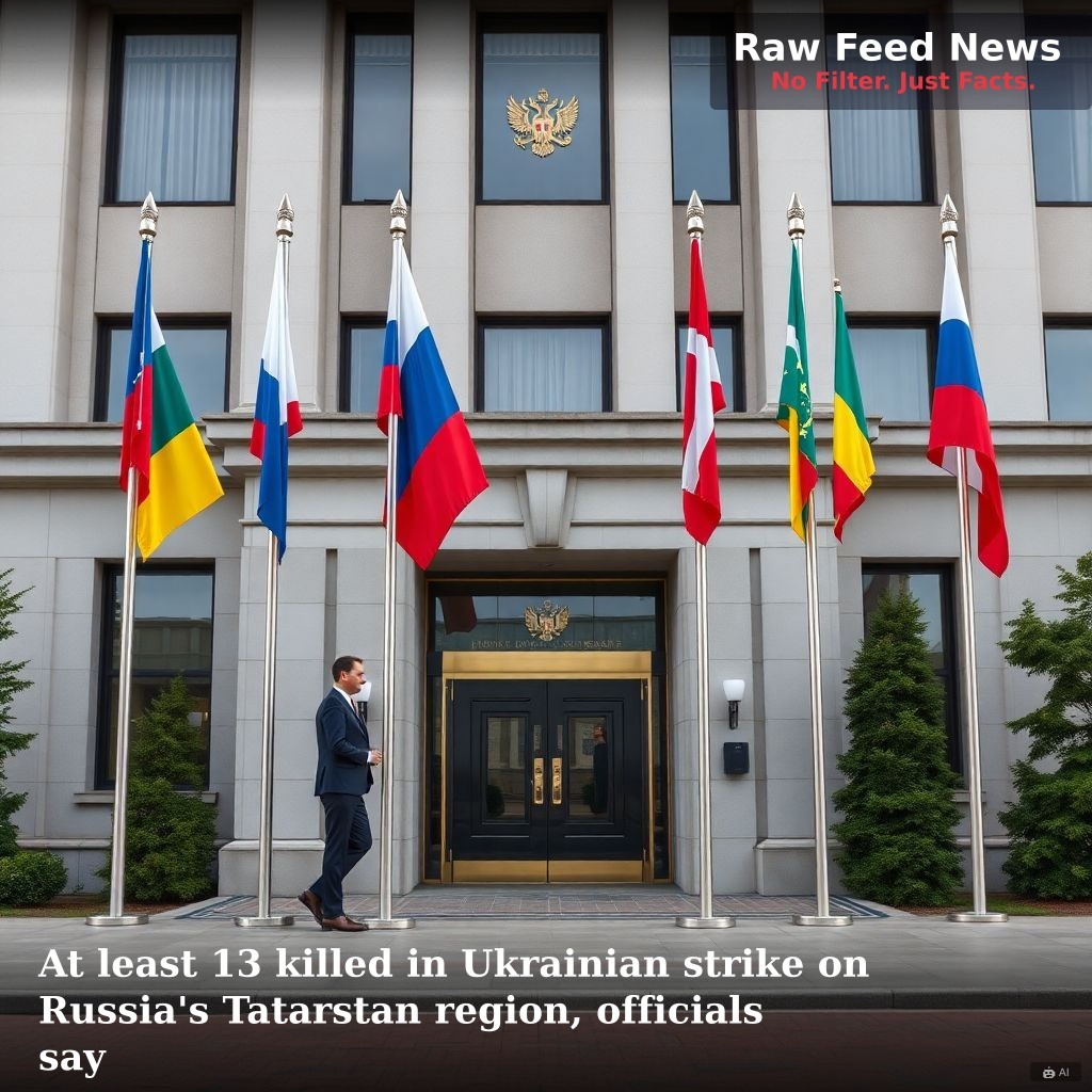 At least 13 killed in Ukrainian strike on Russia's Tatarstan region, officials say