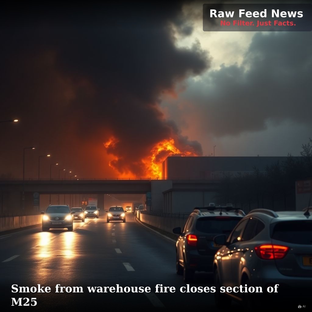 Smoke from warehouse fire closes section of M25