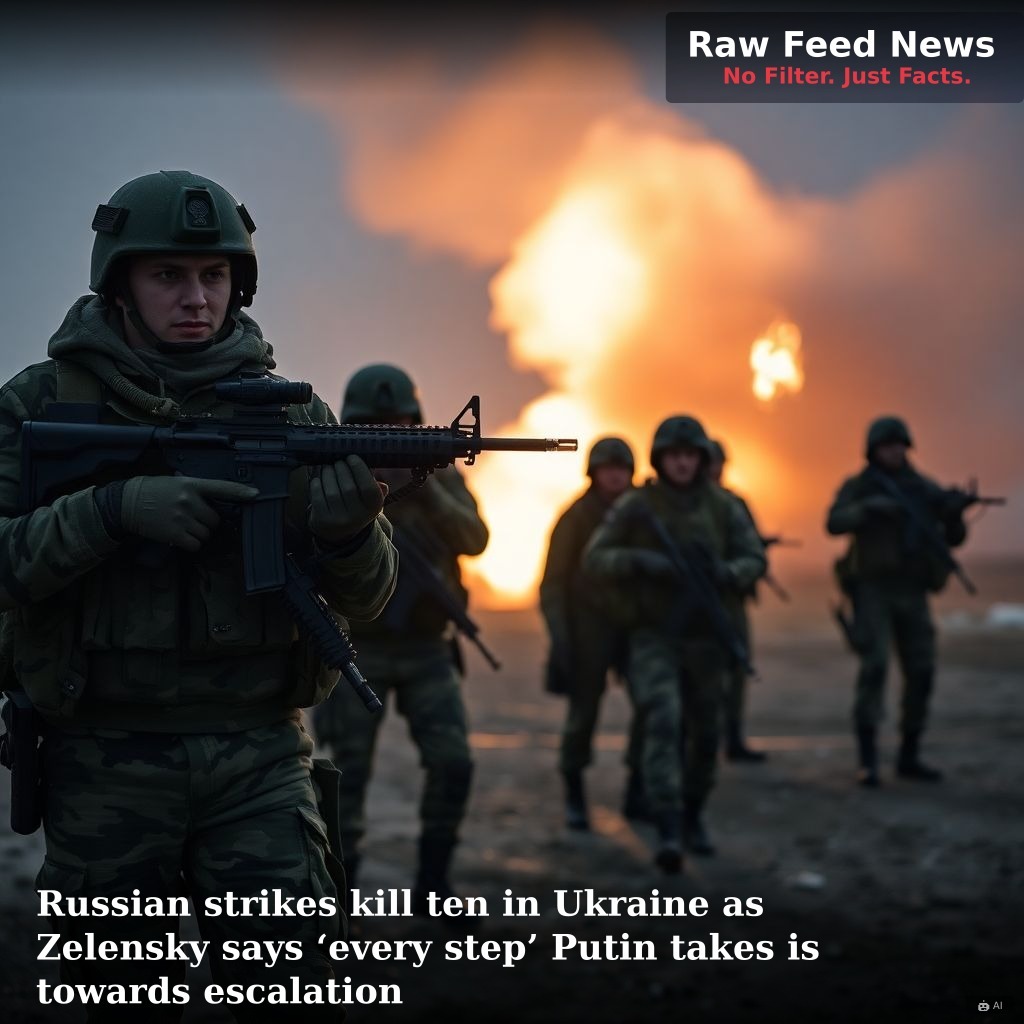 Russian strikes kill ten in Ukraine as Zelensky says ‘every step’ Putin takes is towards escalation