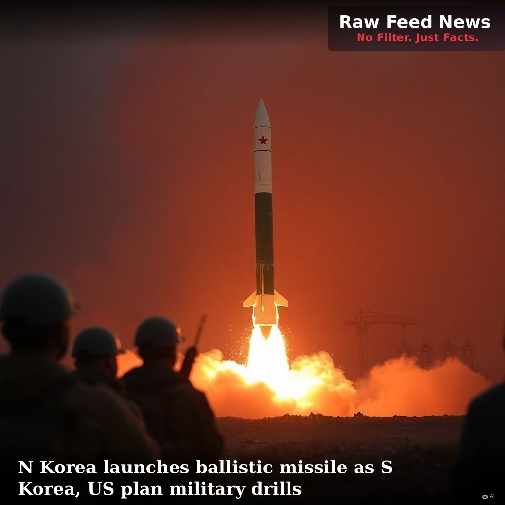 N Korea launches ballistic missile as S Korea, US plan military drills