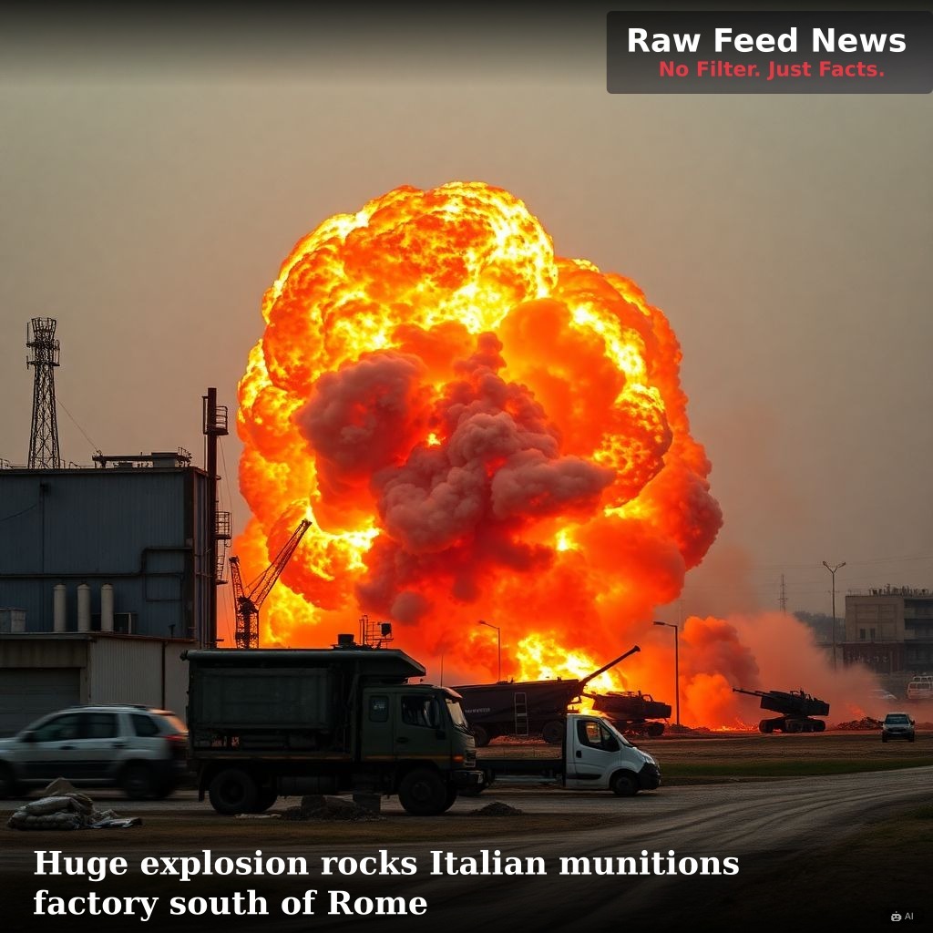 Huge explosion rocks Italian munitions factory south of Rome