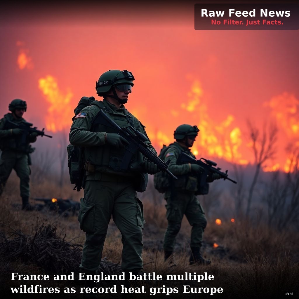 France and England battle multiple wildfires as record heat grips Europe