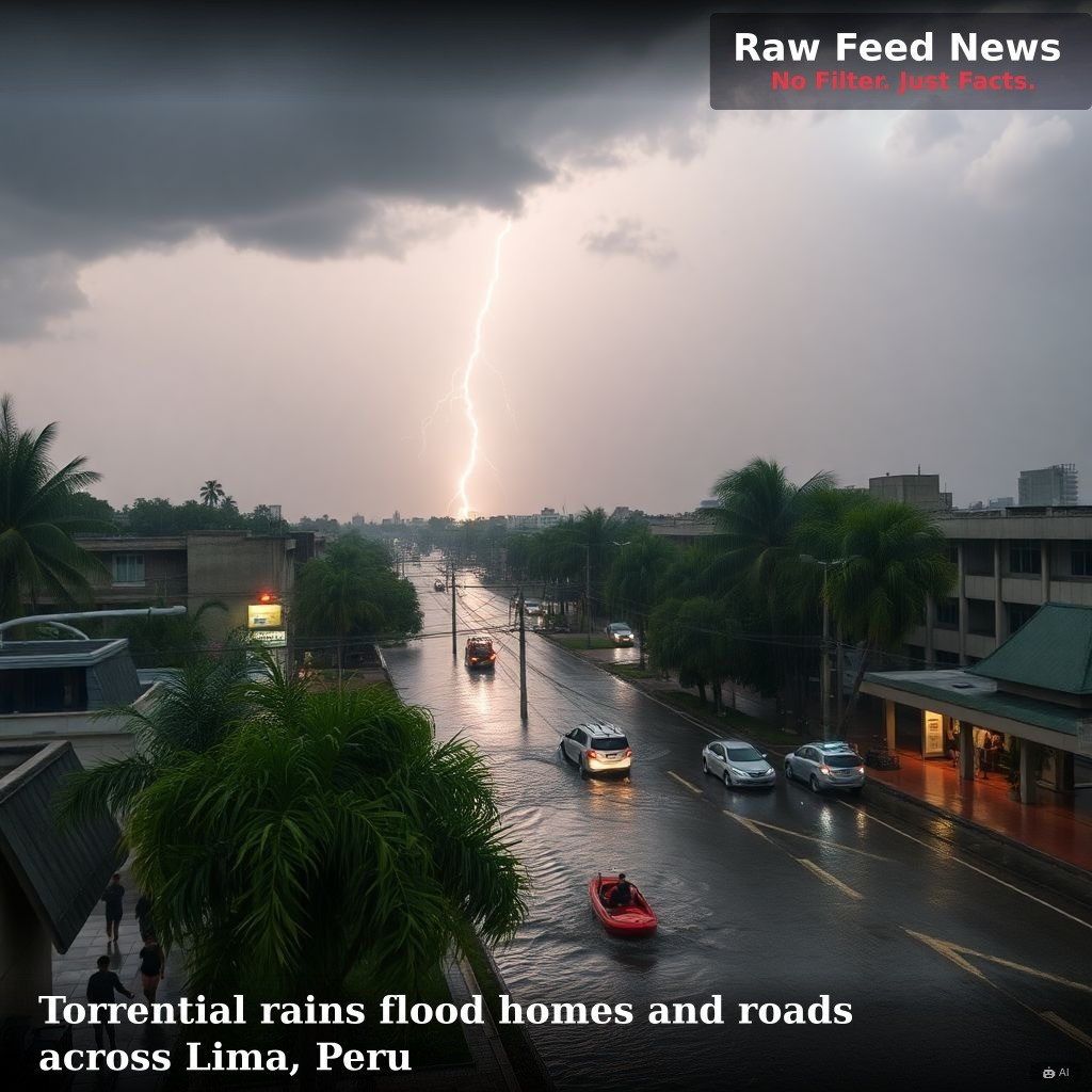 Torrential rains flood homes and roads across Lima, Peru