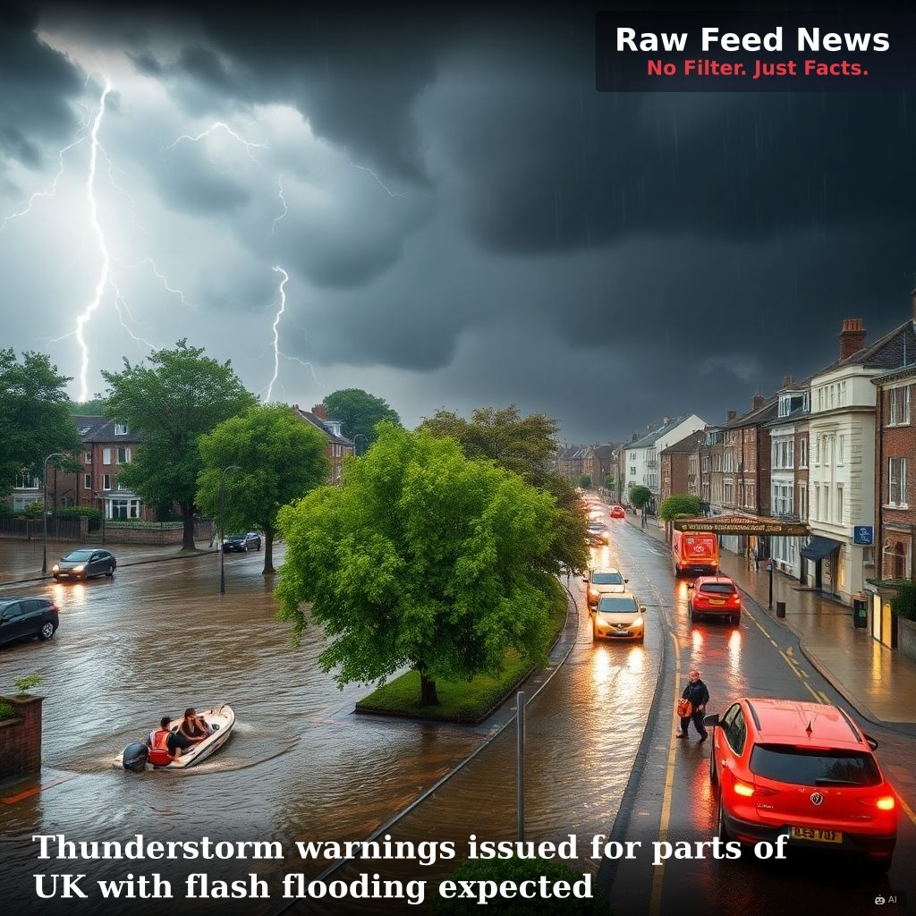 Thunderstorm warnings issued for parts of UK with flash flooding expected