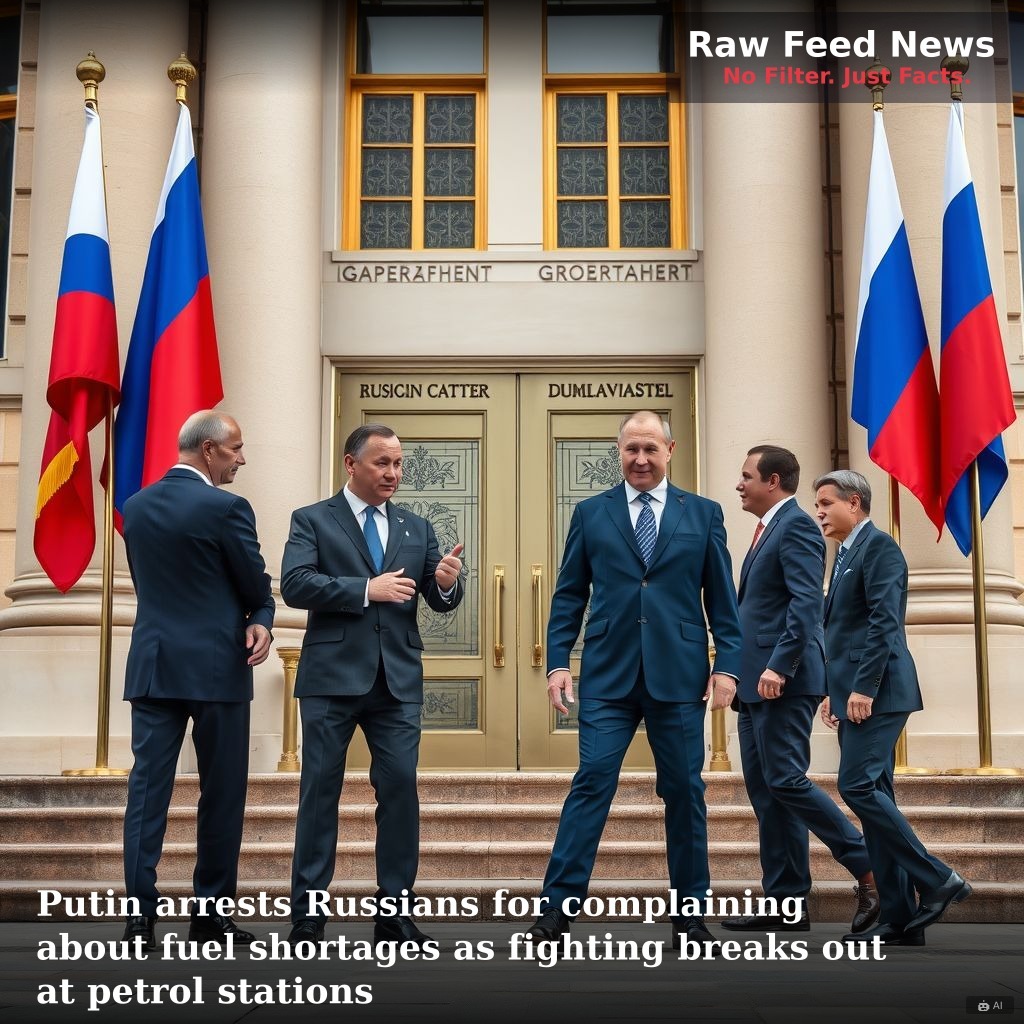 Putin arrests Russians for complaining about fuel shortages as fighting breaks out at petrol stations