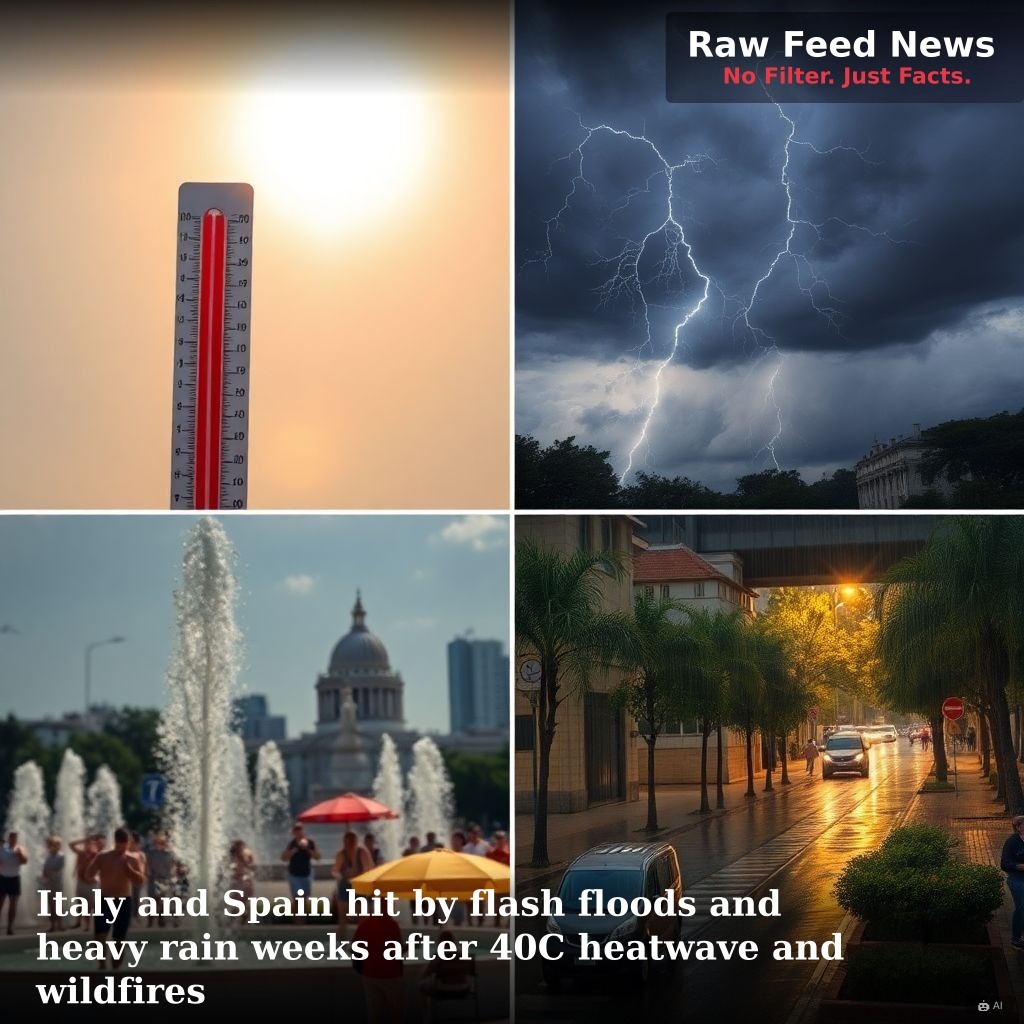 Italy and Spain hit by flash floods and heavy rain weeks after 40C heatwave and wildfires