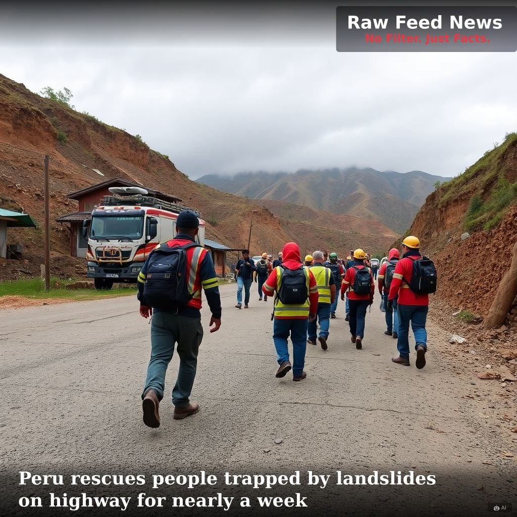 Peru rescues people trapped by landslides on highway for nearly a week