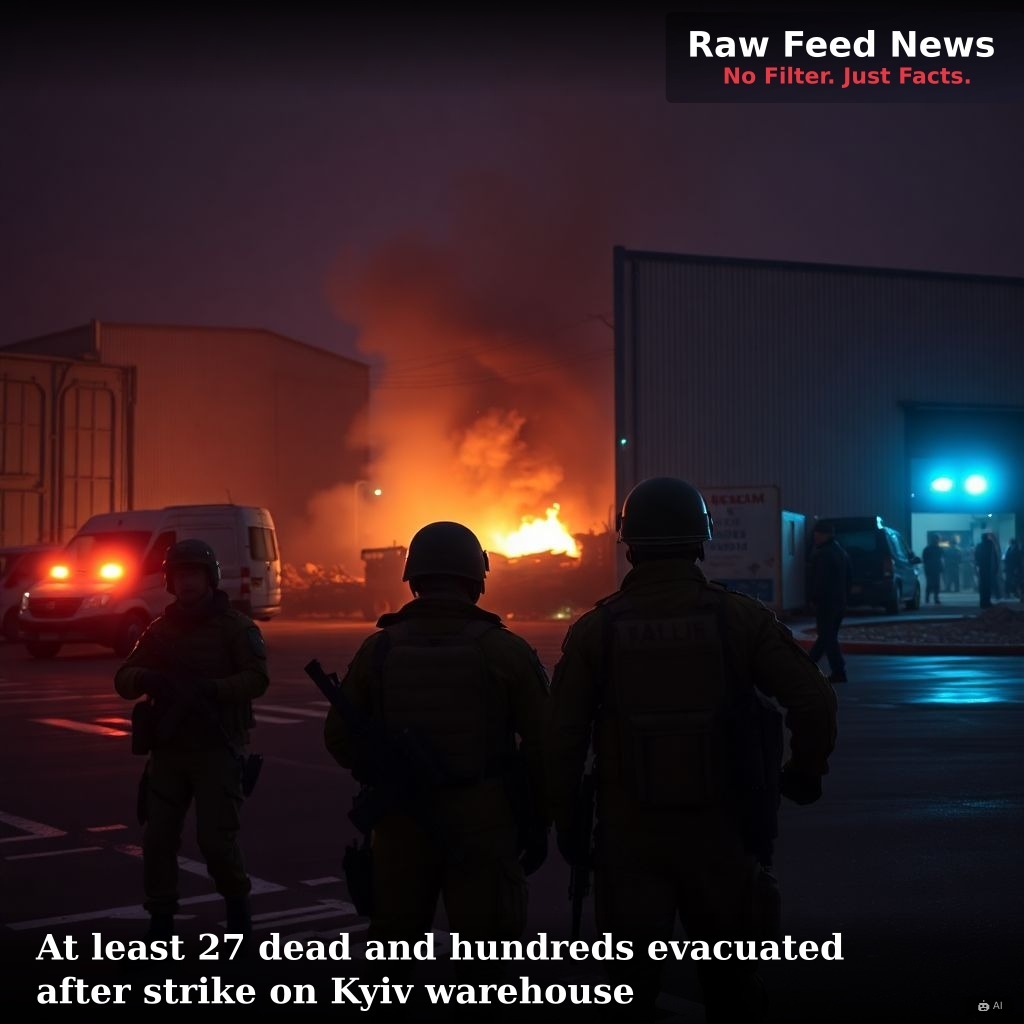 At least 27 dead and hundreds evacuated after strike on Kyiv warehouse