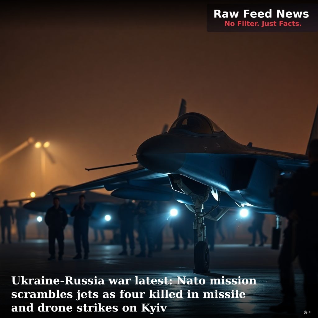 Ukraine-Russia war latest: Nato mission scrambles jets as four killed in missile and drone strikes on Kyiv