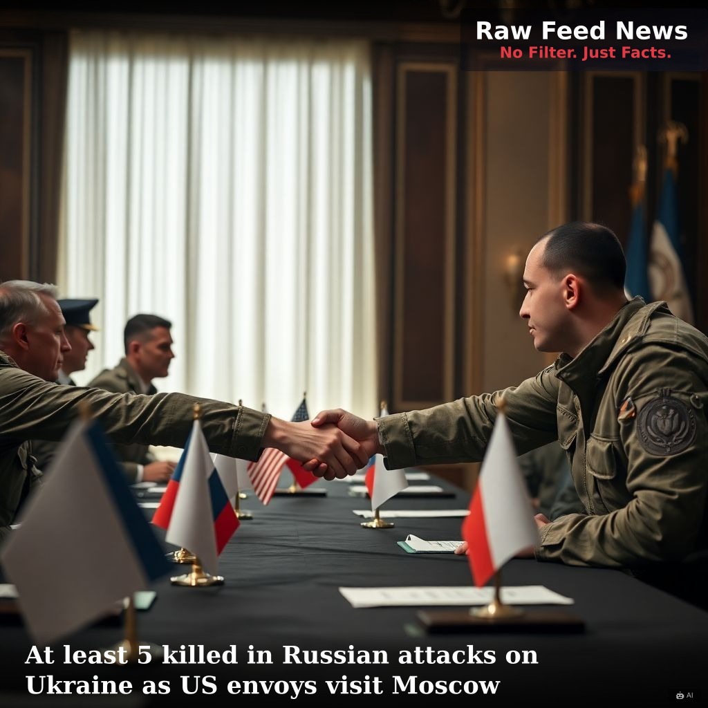 At least 5 killed in Russian attacks on Ukraine as US envoys visit Moscow