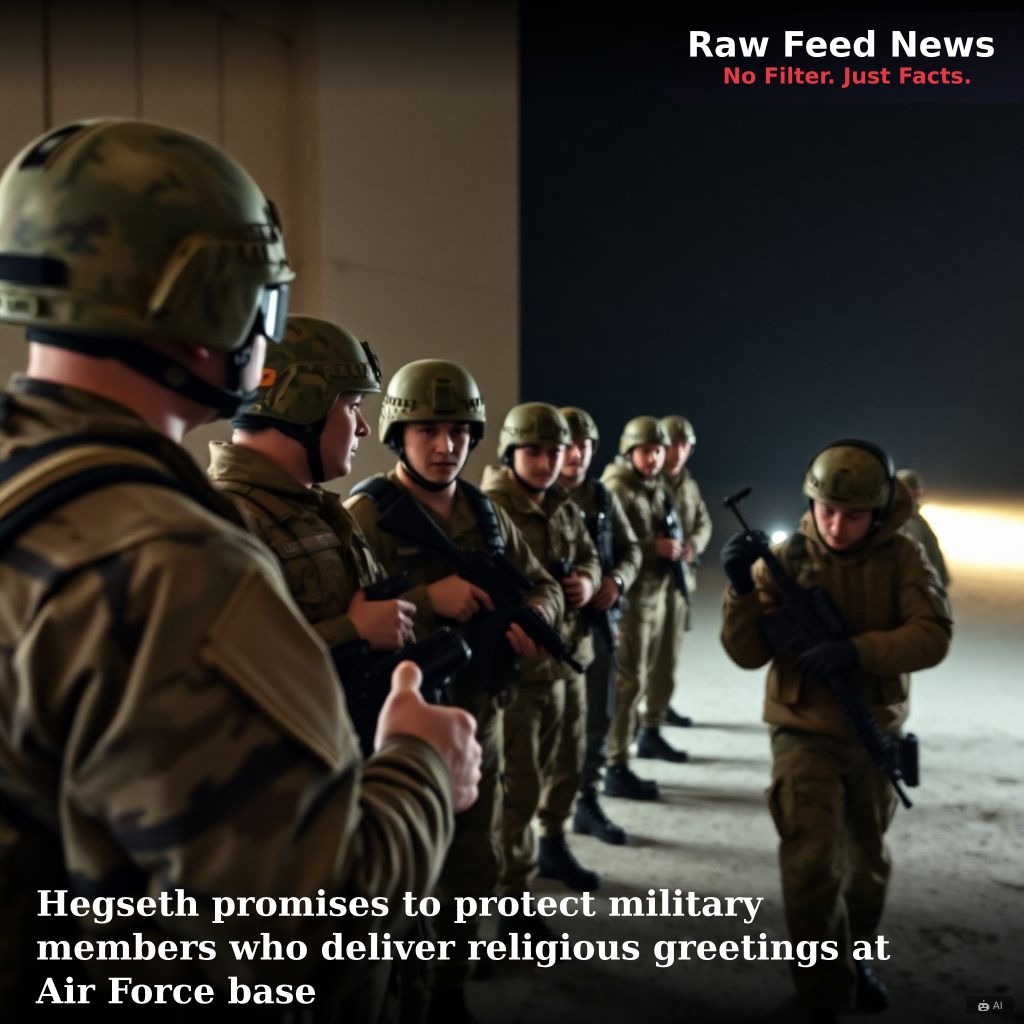 Hegseth promises to protect military members who deliver religious greetings at Air Force base