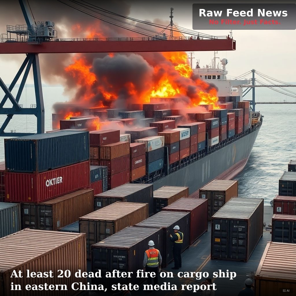 At least 20 dead after fire on cargo ship in eastern China, state media report