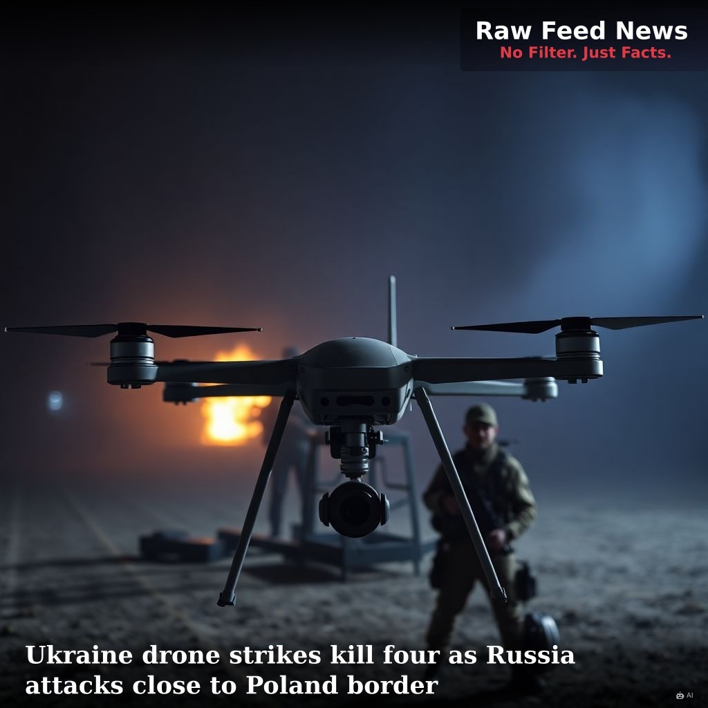 Ukraine drone strikes kill four as Russia attacks close to Poland border