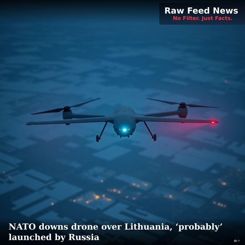 NATO downs drone over Lithuania, ‘probably’ launched by Russia