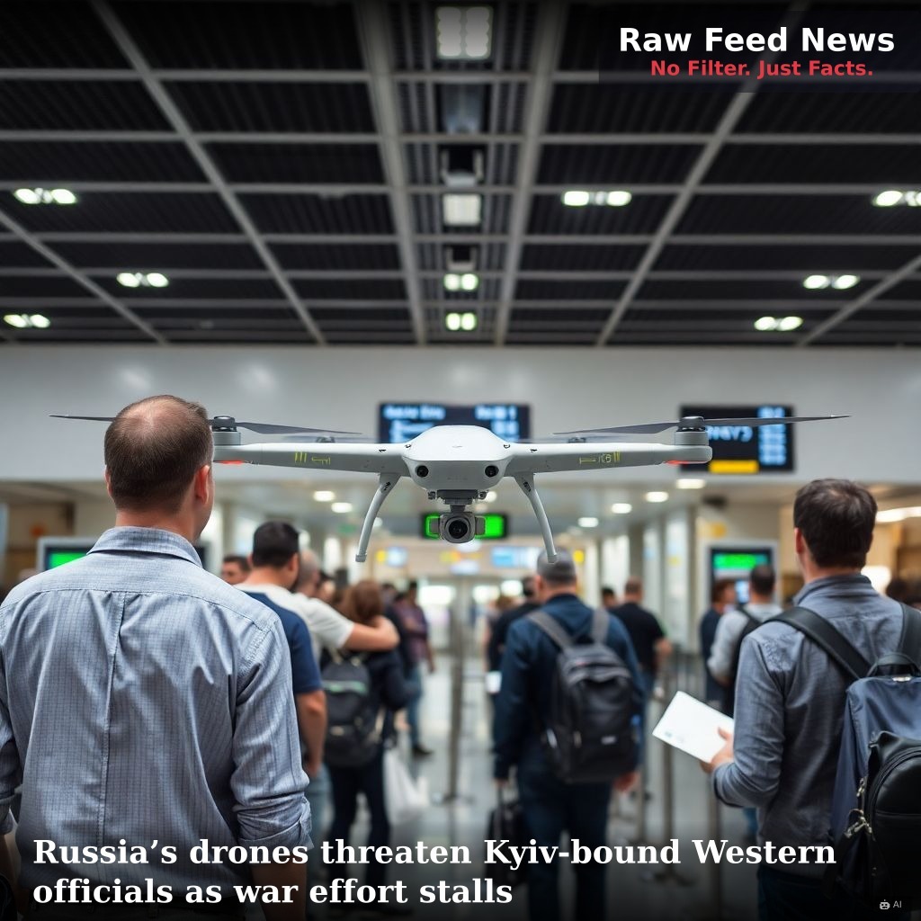 Russia’s drones threaten Kyiv-bound Western officials as war effort stalls
