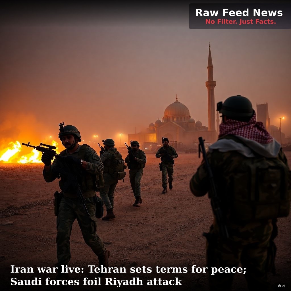 Iran war live: Tehran sets terms for peace; Saudi forces foil Riyadh attack