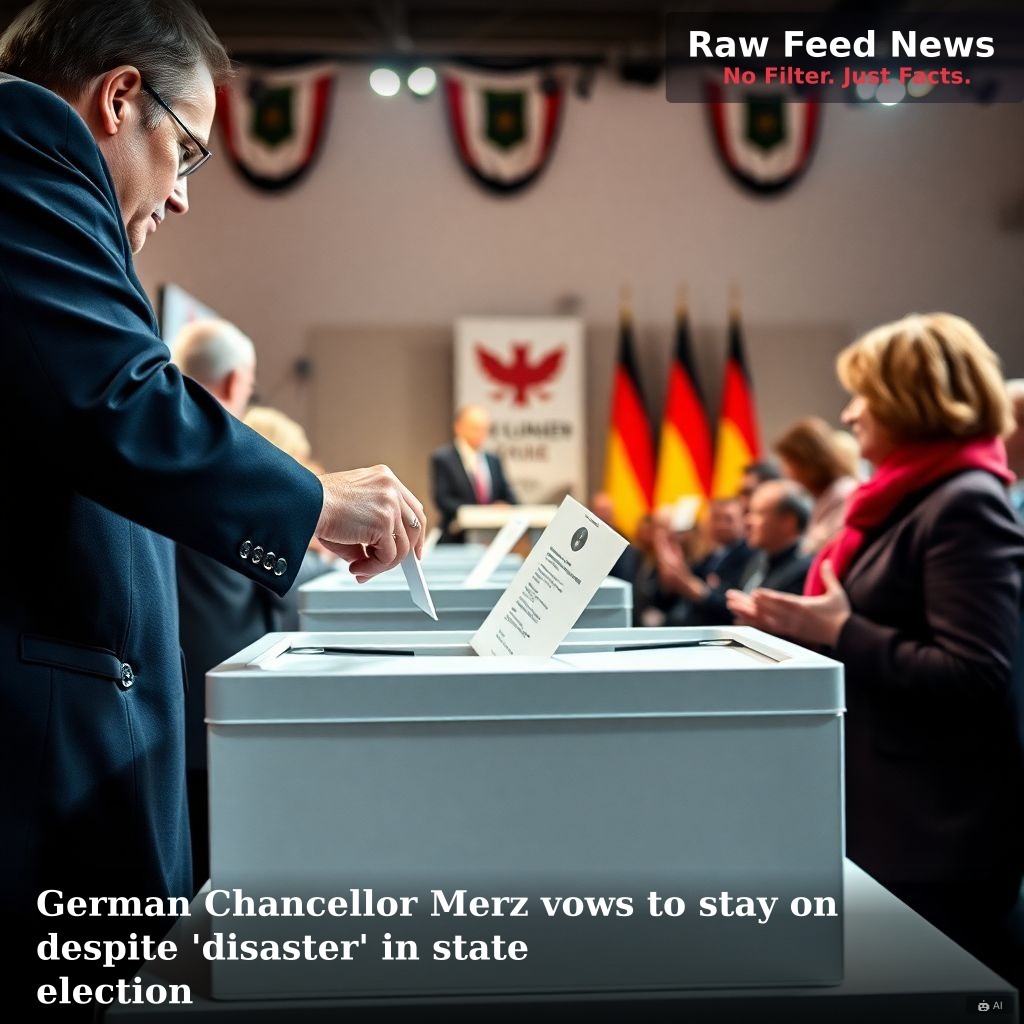 German Chancellor Merz vows to stay on despite 'disaster' in state election