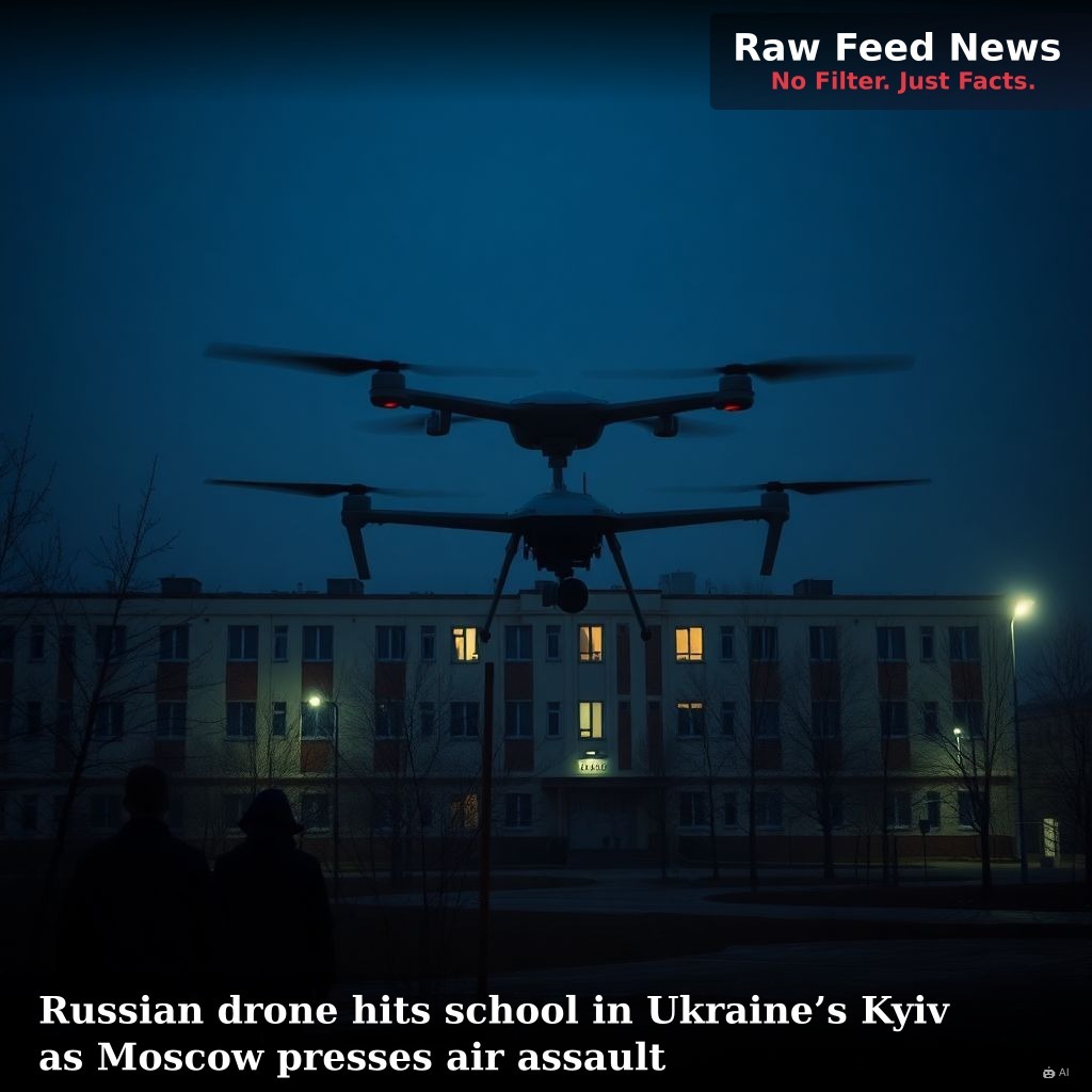 Russian drone hits school in Ukraine’s Kyiv as Moscow presses air assault