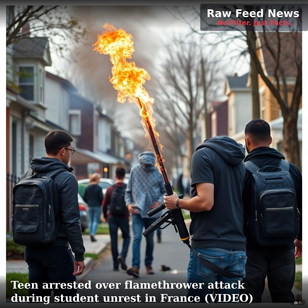 Teen arrested over flamethrower attack during student unrest in France (VIDEO)
