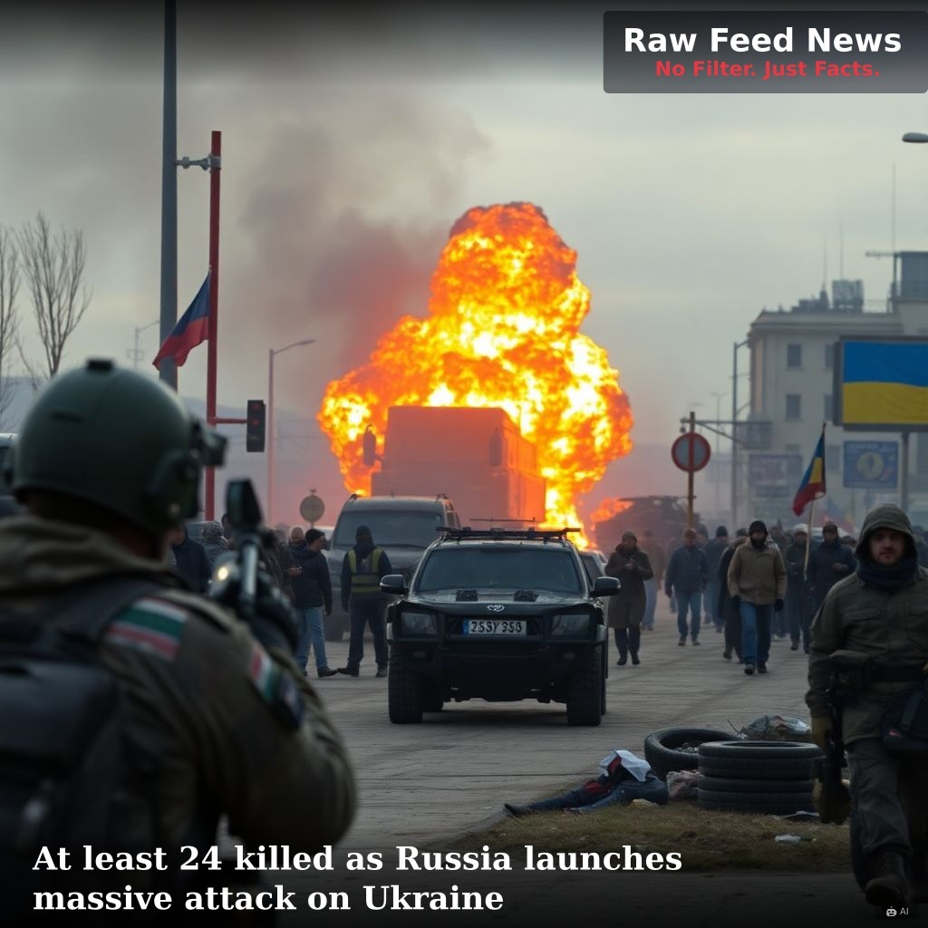 At least 24 killed as Russia launches massive attack on Ukraine