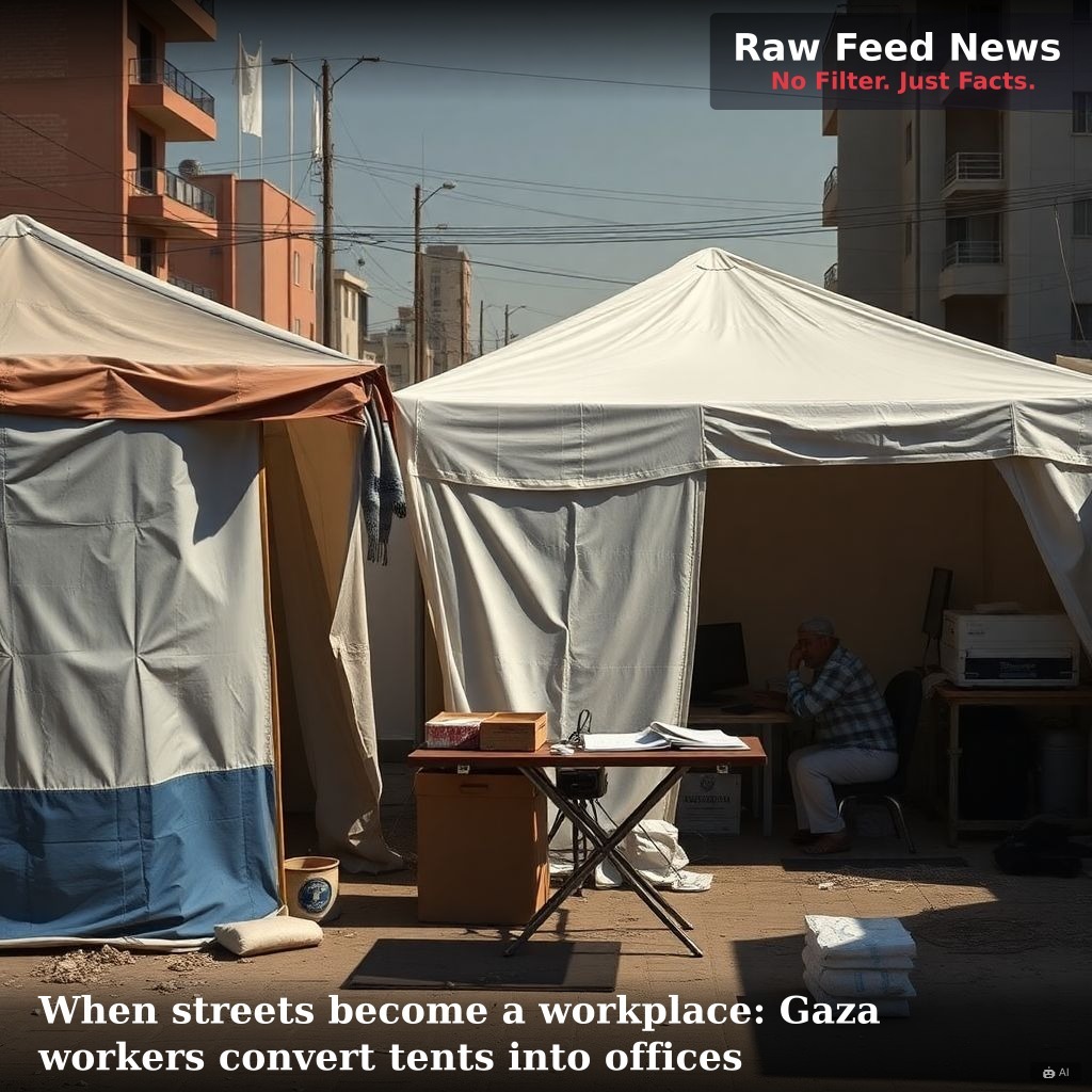 When streets become a workplace: Gaza workers convert tents into offices