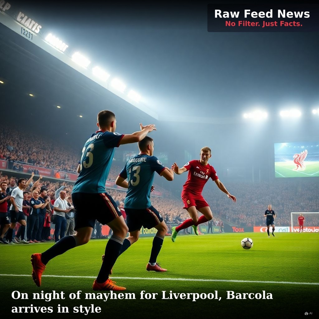 On night of mayhem for Liverpool, Barcola arrives in style