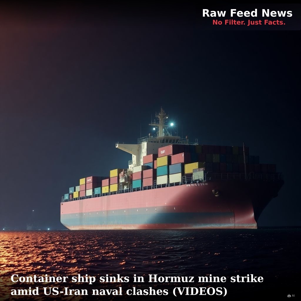 Container ship sinks in Hormuz mine strike amid US-Iran naval clashes (VIDEOS)