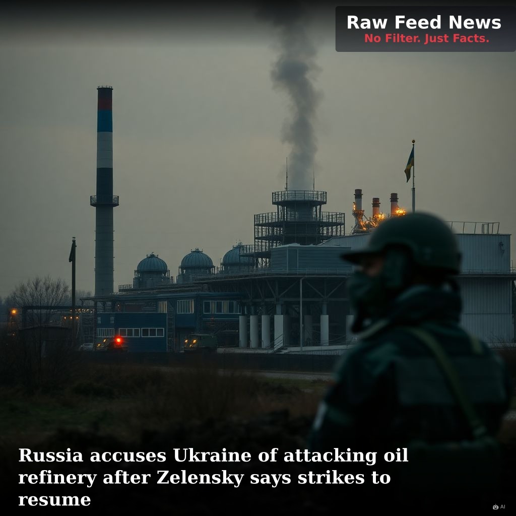Russia accuses Ukraine of attacking oil refinery after Zelensky says strikes to resume