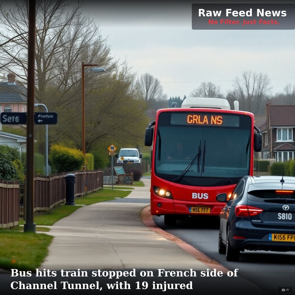 Bus hits train stopped on French side of Channel Tunnel, with 19 injured