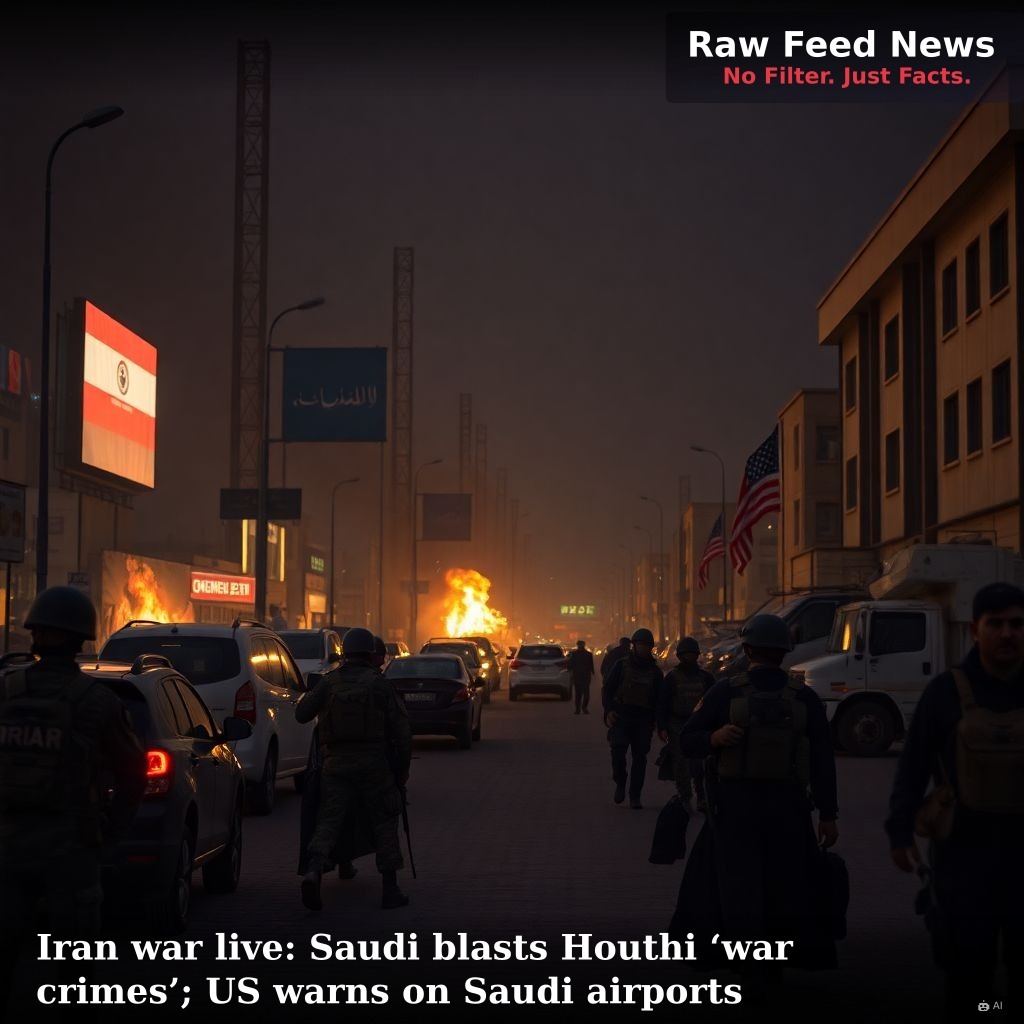 Iran war live: Saudi blasts Houthi ‘war crimes’; US warns on Saudi airports