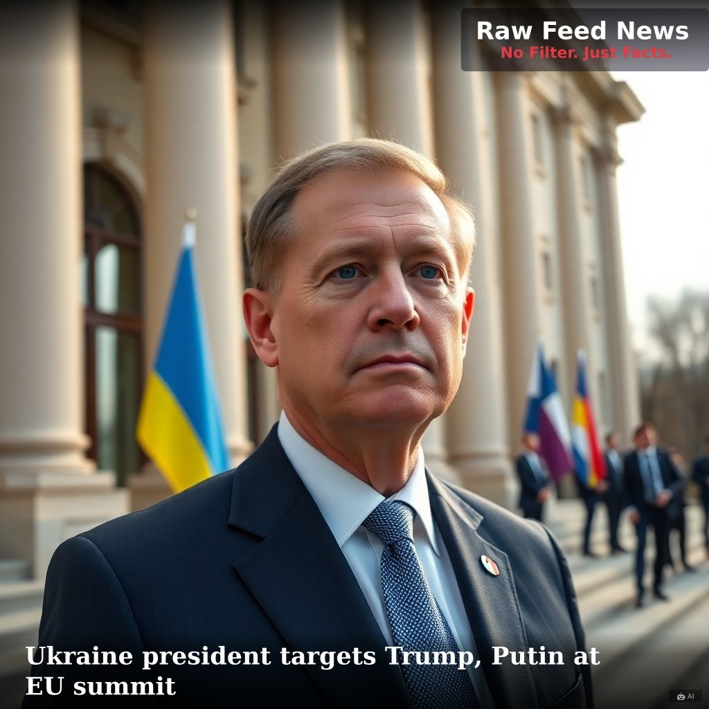 Ukraine president targets Trump, Putin at EU summit