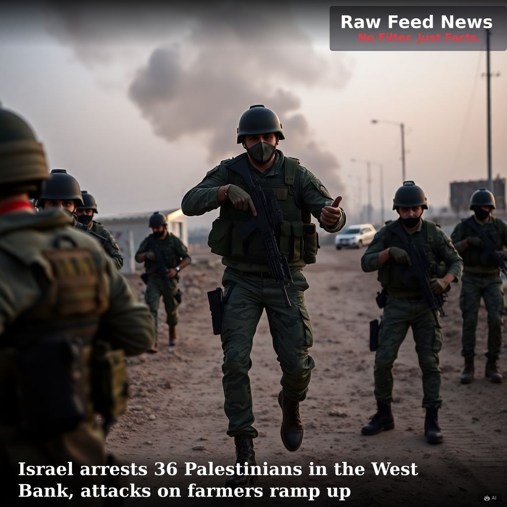Israel arrests 36 Palestinians in the West Bank, attacks on farmers ramp up