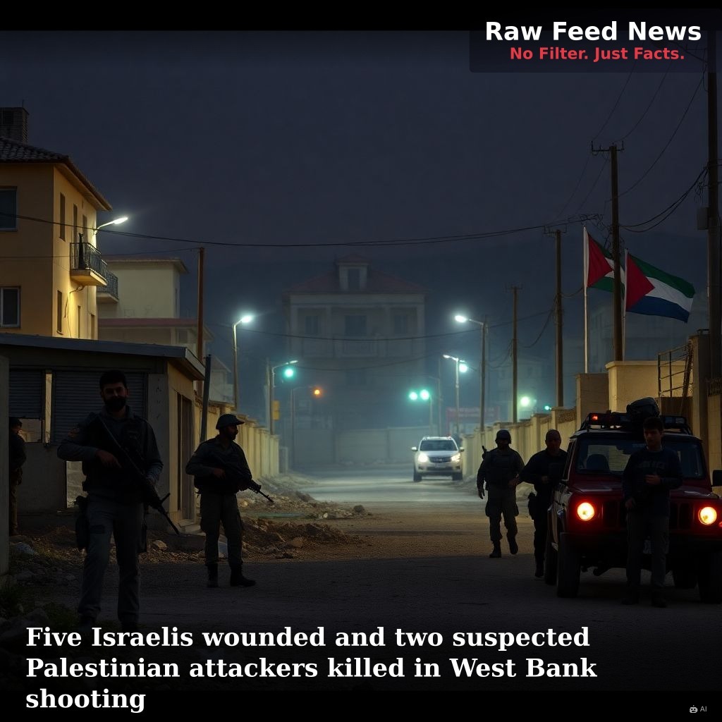 Five Israelis wounded and two suspected Palestinian attackers killed in West Bank shooting